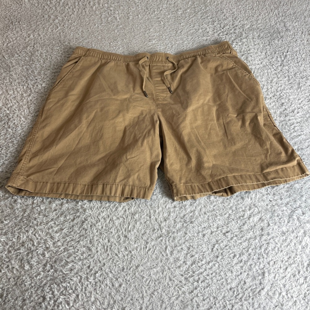 Gap Mens XXL Khaki Pull On Shorts Tan Elastic Drawstring Waist Cotton Spandex